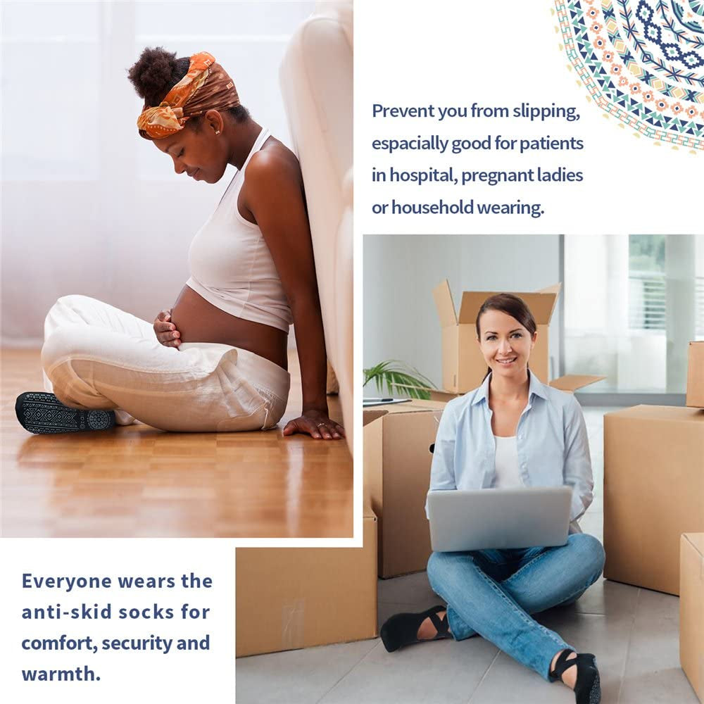 Pilates Socks for Women Non Slip Grip, Yoga Socks with Grippers for Barre, Hospital, Ballet, Dance, Barefoot Workout